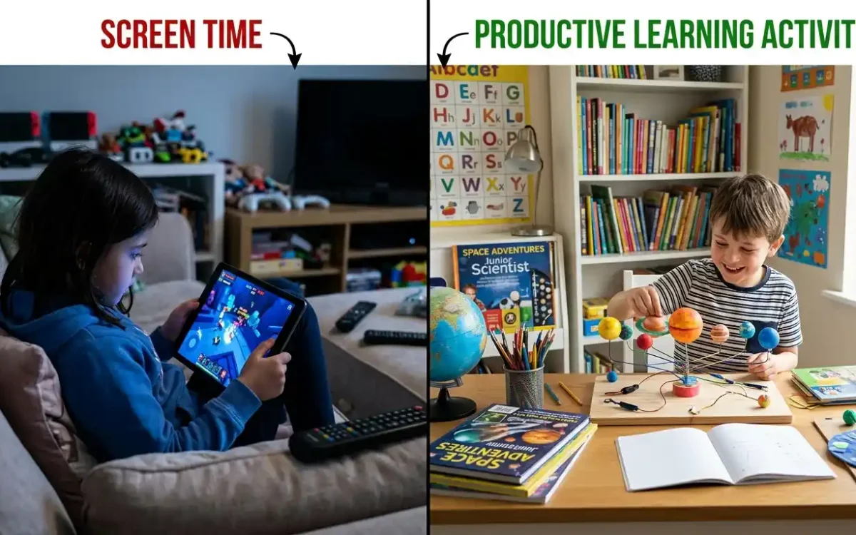 Discover the impact of screen time vs productive learning activities and how balanced learning helps children build creativity, focus, and future-ready skills.