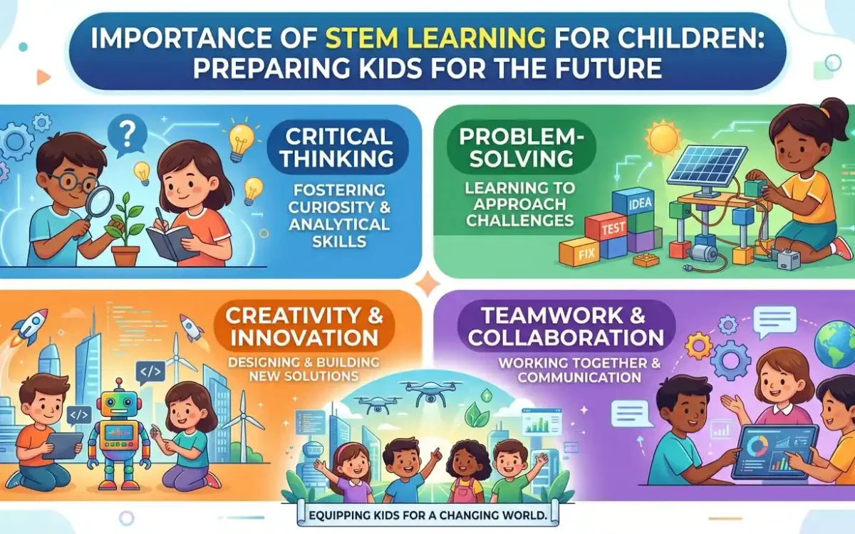Discover the importance of STEM learning for children and how STEM education builds creativity, innovation, problem-solving, and future-ready skills.