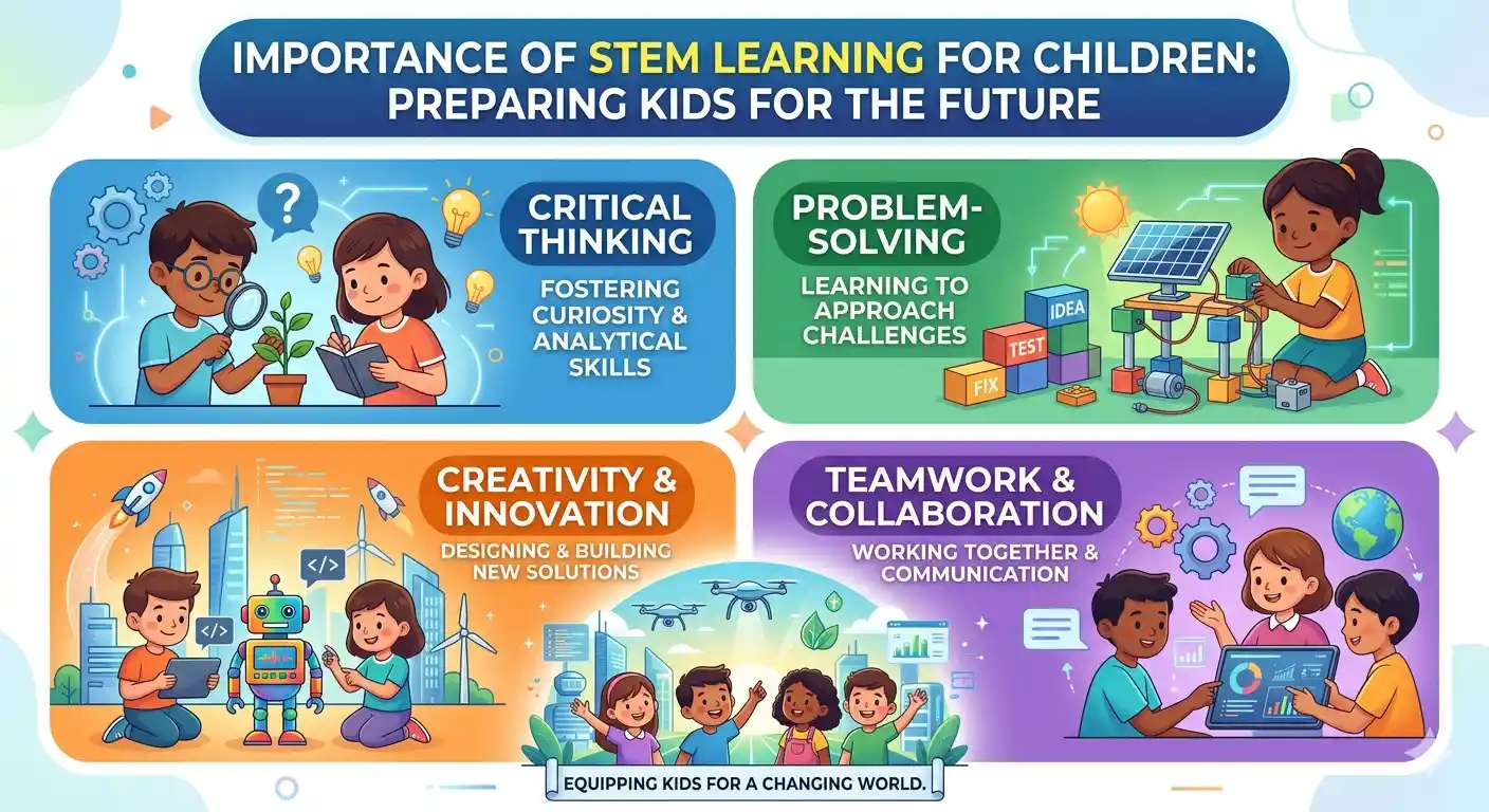 Discover the importance of STEM learning for children and how STEM education builds creativity, innovation, problem-solving, and future-ready skills.