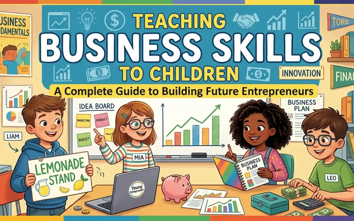 Teaching business skills to children helps build confidence, creativity, leadership, and financial literacy for lifelong success and future entrepreneurship.