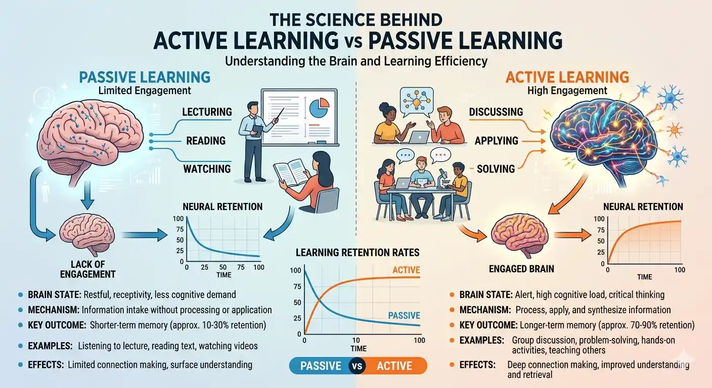 Discover the science behind active learning vs passive learning and why active learning builds smarter, more confident, future-ready children.