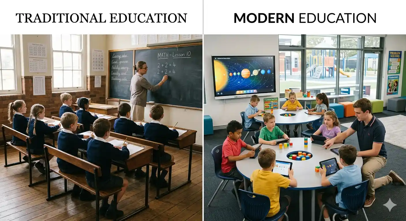 Traditional vs modern education for kids explained with comparison, benefits, and future learning trends for better child development.