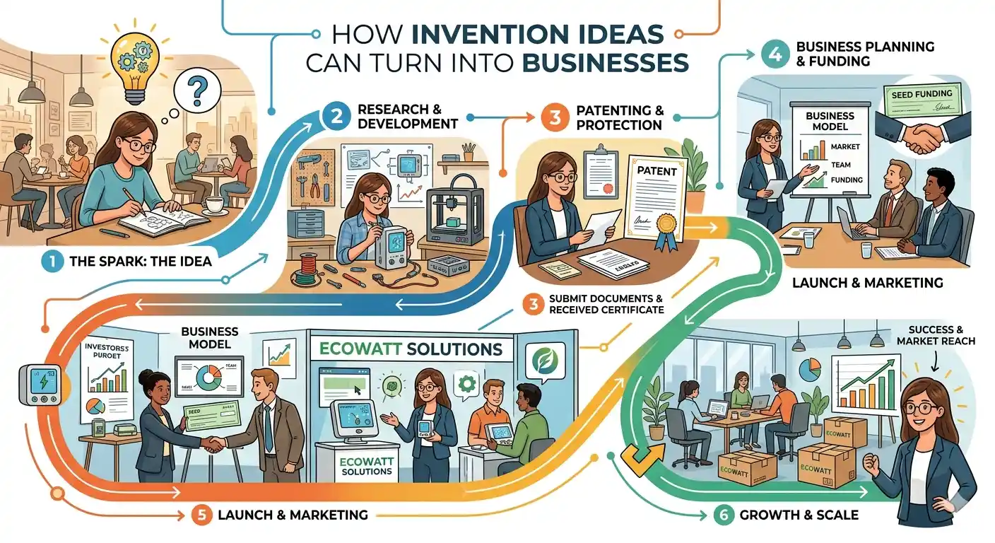 Discover how invention ideas can turn into businesses. Learn how kids and young innovators transform ideas into real products, startups, and entrepreneurial success.