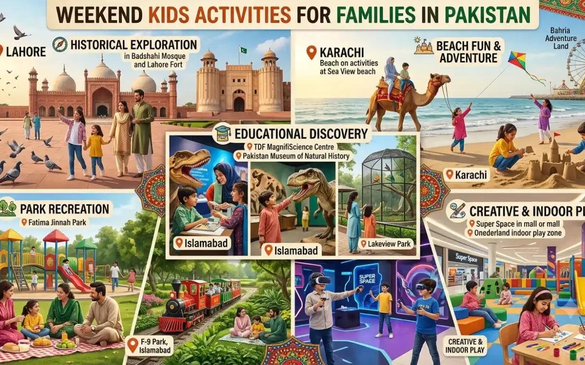 Discover the best weekend kids activities for families in Pakistan. Explore indoor and outdoor activities, STEM projects, entrepreneurship games, creative learning, and family adventures that help children learn while having fun.